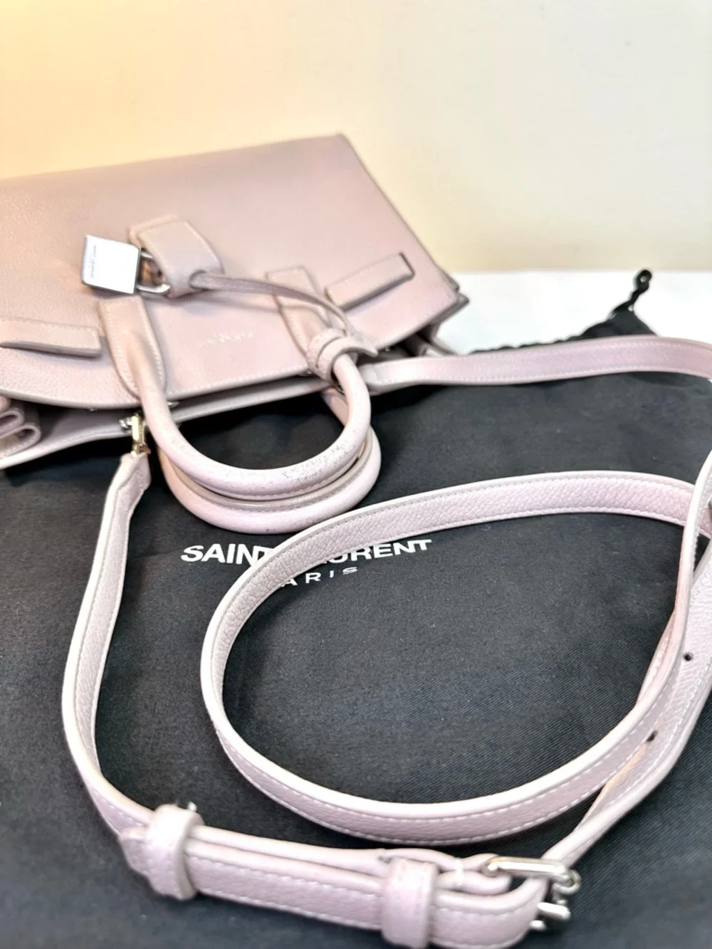 Saint Laurent Sac de Jour Baby Bag Rose Pink removable crossbody strap COA - Picture 10 of 13
